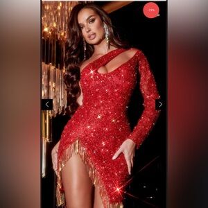 Portia and Scarlett Dazzling Red One-Shoulder Dress